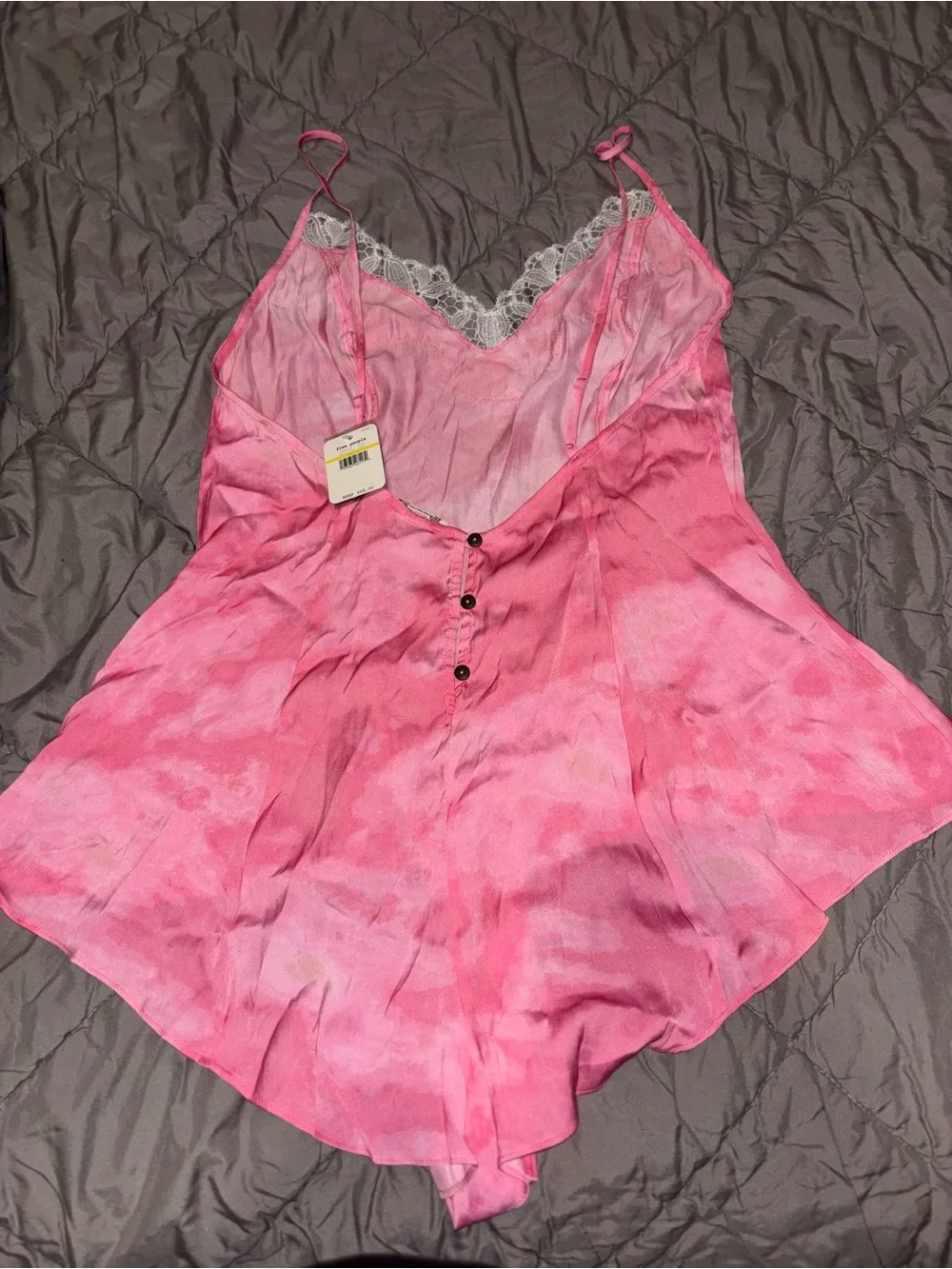 Free People Pink Satin Lace-Trim Fairy Barbie Lingerie Romantic Grunge